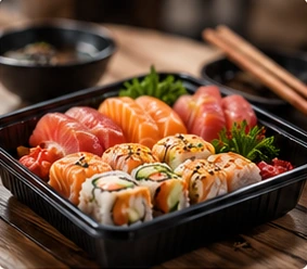 Combo ilustrativo de sushi em uma bandeja